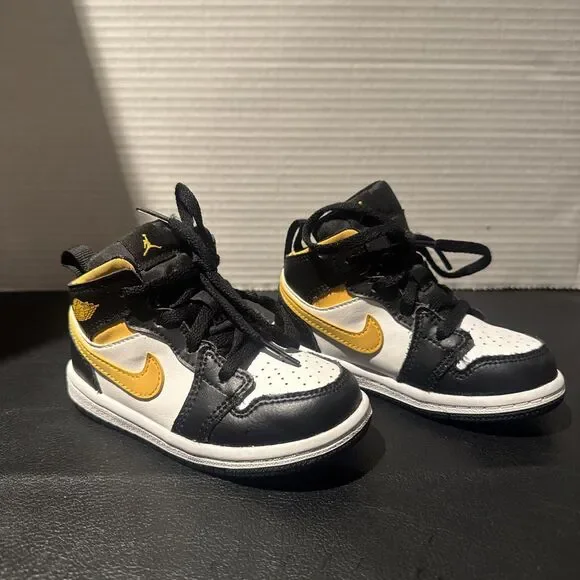 Air Jordan 1 Mid TD 'Black Gold' Size 7C 640735-177 with box - Picture 2 of 11